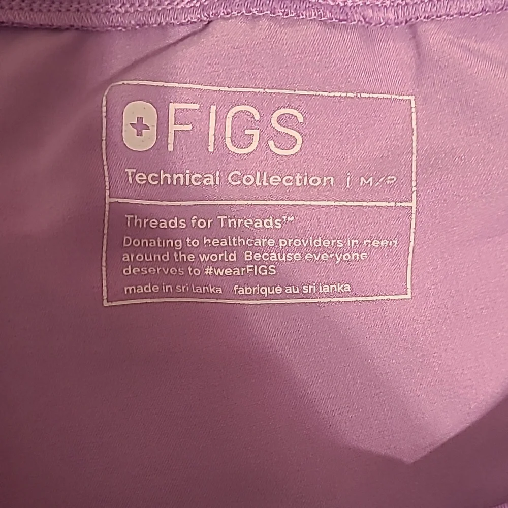 Figs Women's Lavender Pants with Teal Drawstring - Picture 2 of 3